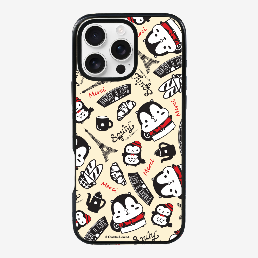 Red and Black French Cafe Motif Phone Case