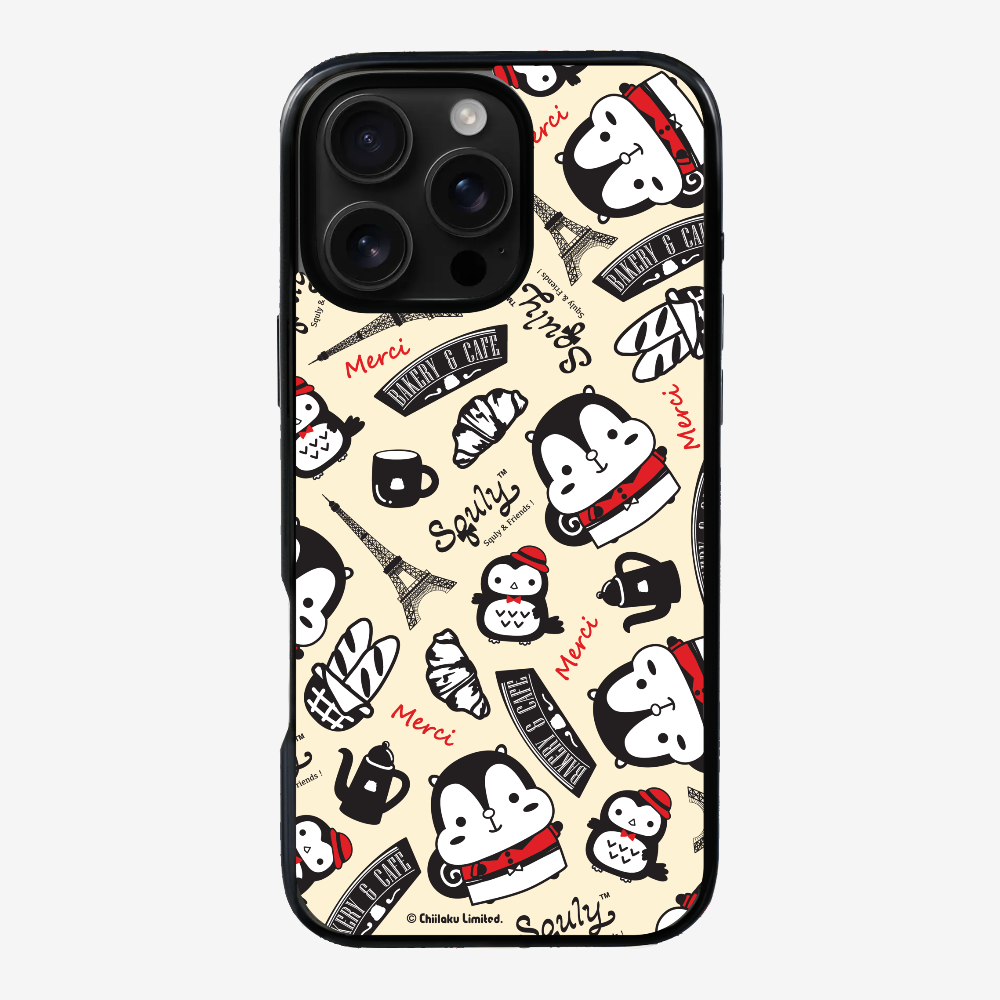 Red and Black French Cafe Motif Phone Case