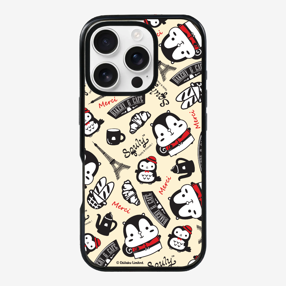 Red and Black French Cafe Motif Phone Case