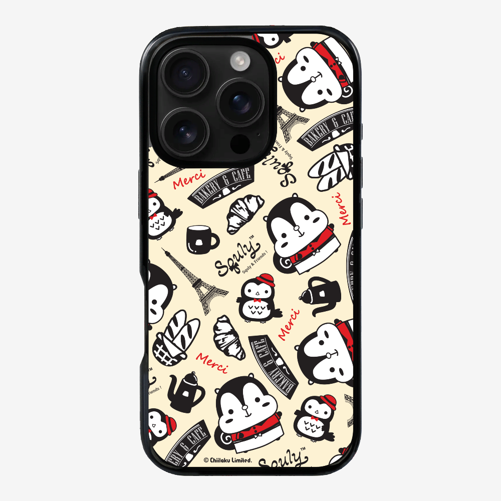 Red and Black French Cafe Motif Phone Case