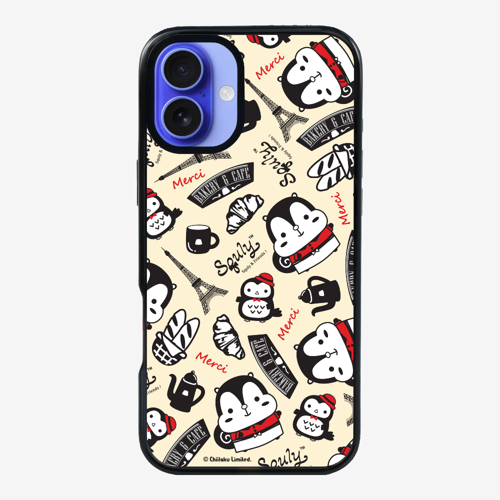 Red and Black French Cafe Motif Phone Case