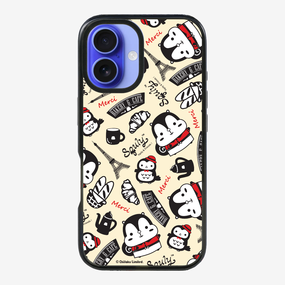 Red and Black French Cafe Motif Phone Case