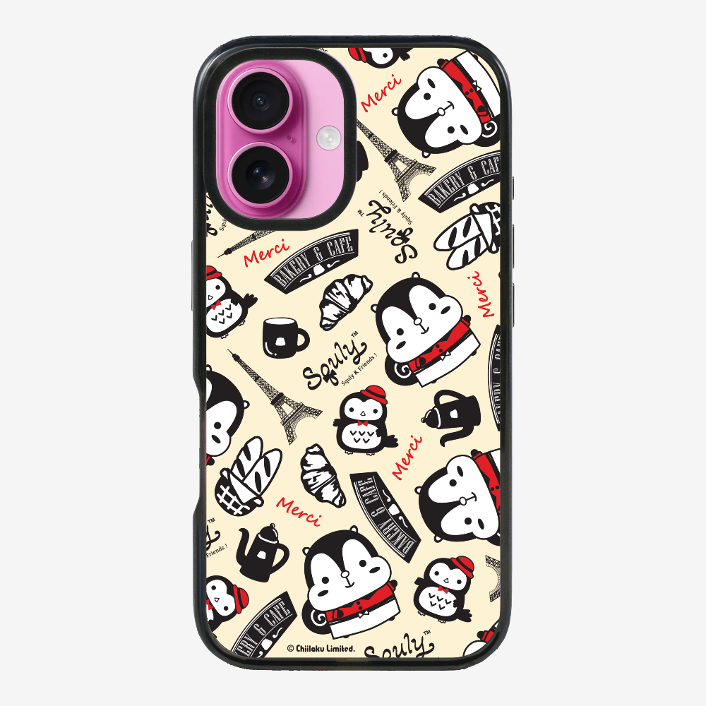 Red and Black French Cafe Motif Phone Case